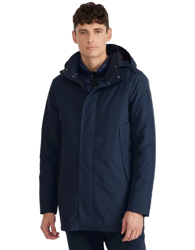 Altair Mid Length Parka With Welded Detail And Detachable Hood