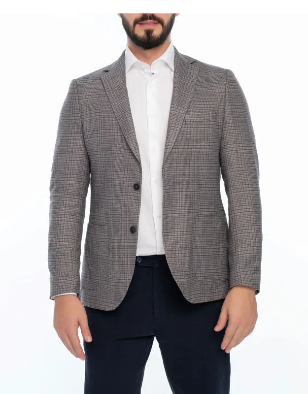 Regular Fit Plaid Sport Coat
