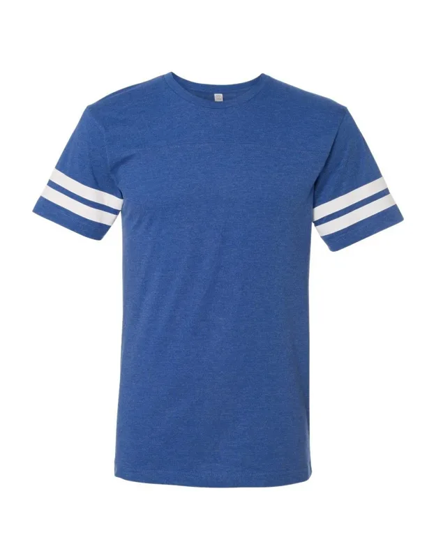 Football Fine Jersey Tee With Contrast Stripes And Ribbed Collar