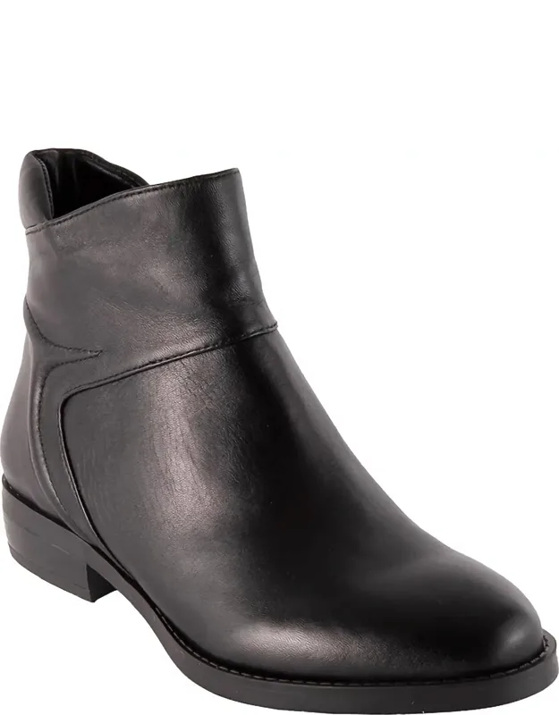 Ania Leather Stacked Heel Ankle Boots