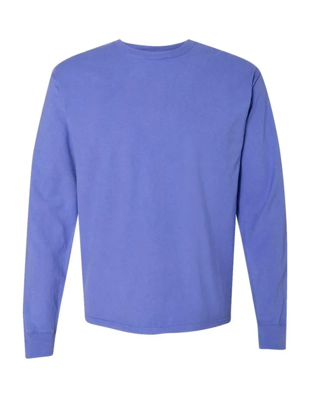 Comfortwash Long Sleeve T-shirt With Double-needle Coverstitched And Twill Neck Tape