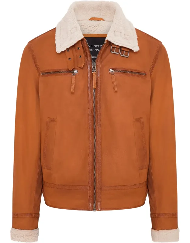 Real Sheep Suede Bomber Aviator Jacket