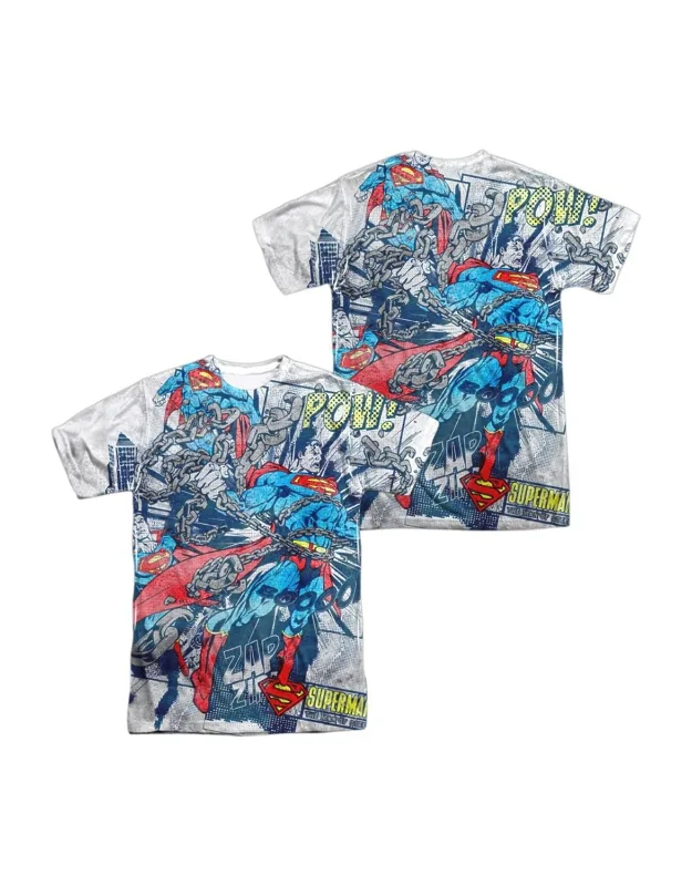 Superman Break Free (front/back Print) Short Sleeve 100% Poly Crew Tee / T-shirt