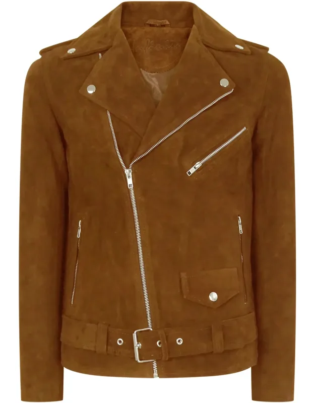 Slim Cross Zip Suede Leather Jacket