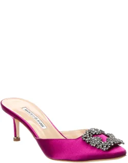 Hangisimu 50 Mule With Crystal-embellished Buckle And Padded Insole