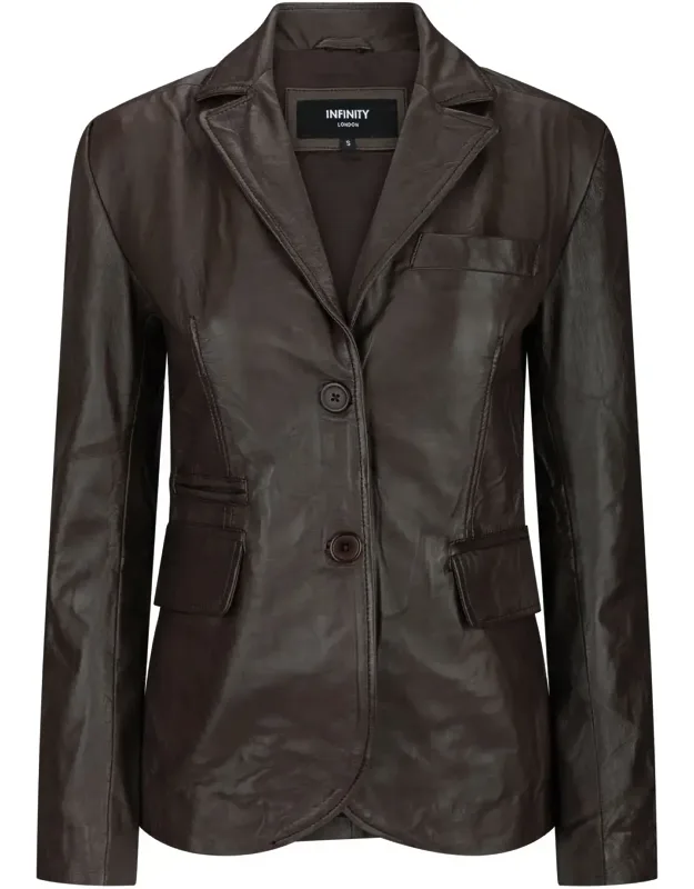 Real Leather Slim Fit Blazer