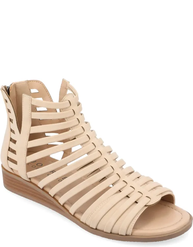 Journee Collection Tru Comfort Foam Delilah Sandals With Sliver Wedge Heel And Back Zip Entry