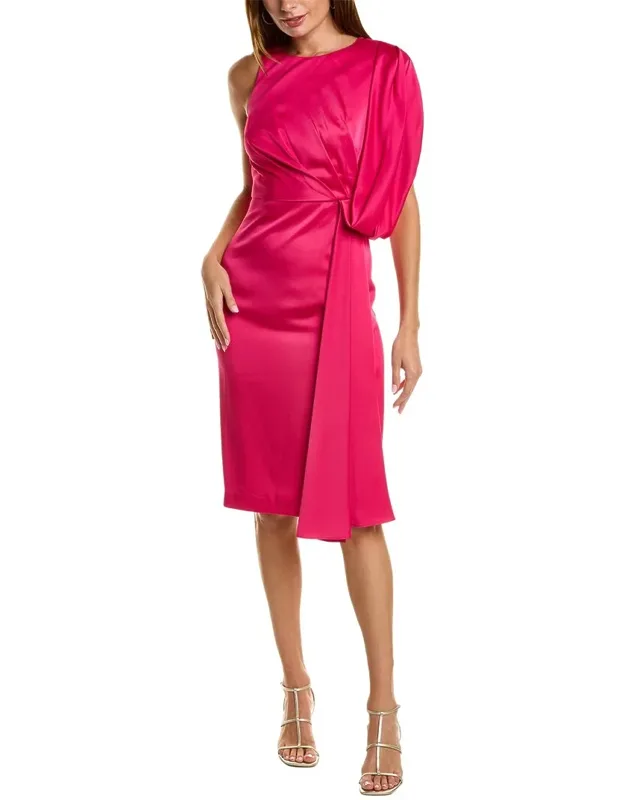 One-shoulder Satin Midi Dress