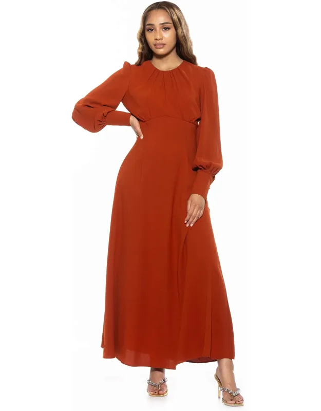 Yas Dress - Luxury Maxi With Blouson Sleeves