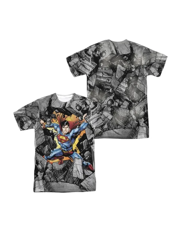 Superman Break On Through (front/back Print) Short Sleeve 100% Poly Crew Tee / T-shirt