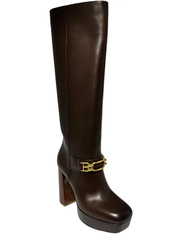 Bally Deanne Knee-high Leather Boots - 110mm Block Heel, Gold-tone Hardware