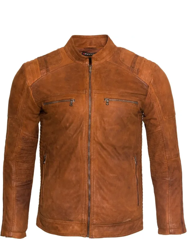 Buff Leather Racer Biker Jacket