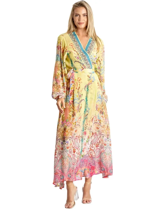 Smyth Wrap 2 Way Sleeve Maxi Dress With Tassel Tie Detail