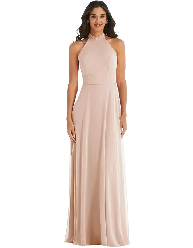 High Neck Halter Backless Maxi Dress