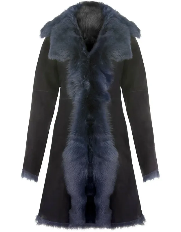 Toscana Sheepskin Suede Trench Coat-rochester With Luxurious Revere Collar And Pocketless Finish