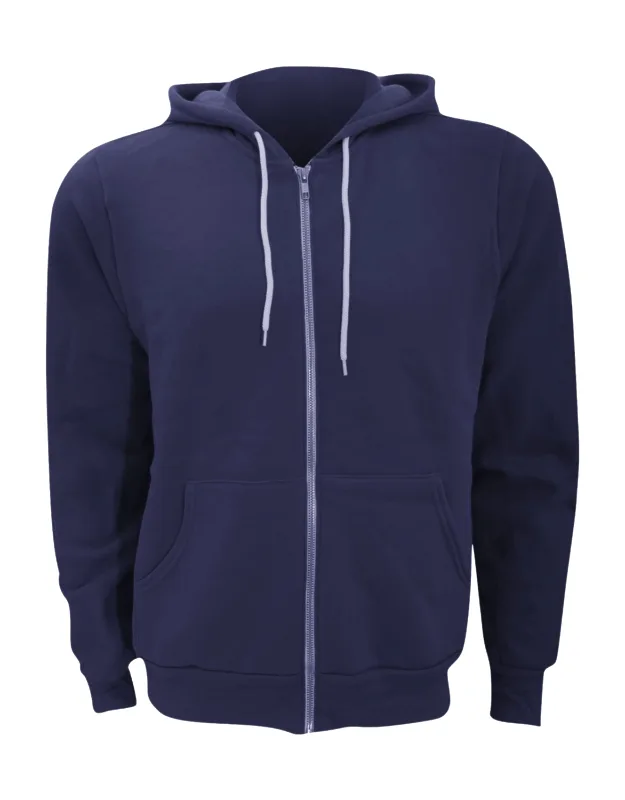 Canvas Zip-up Polycotton Fleece Hoodie With Metal Zipper And 2 Side Pockets