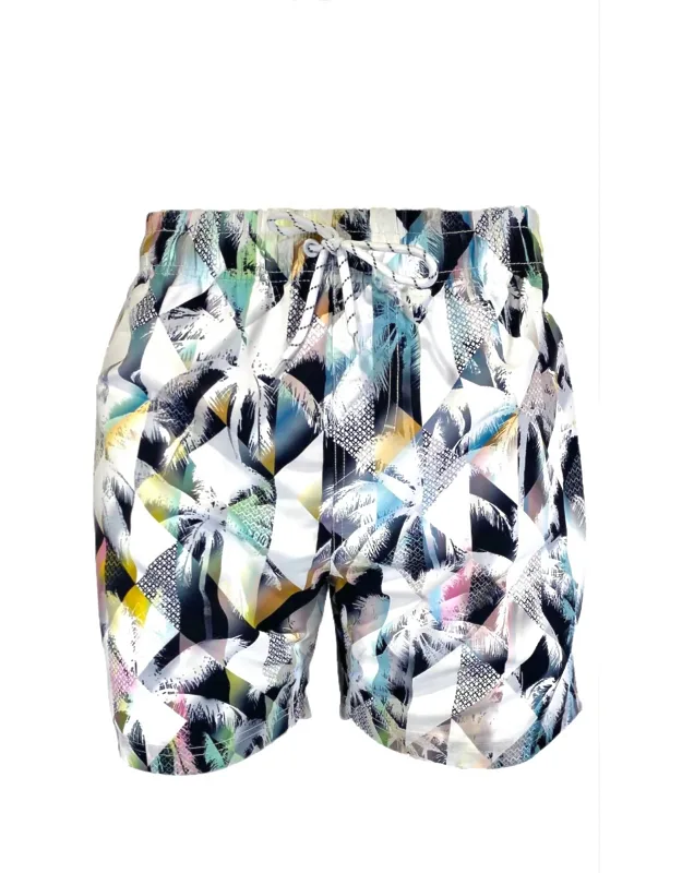 Swim Shorts In Multi Grid Palms