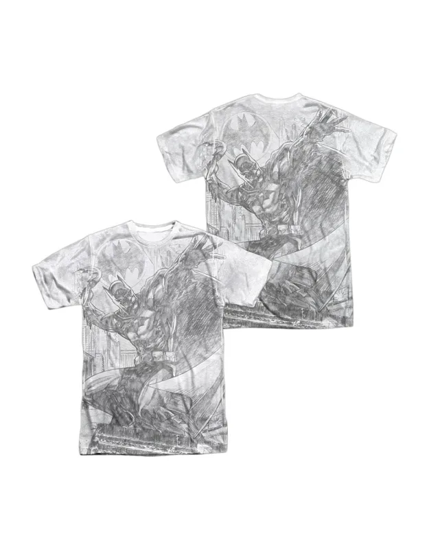 _batman Pencil Batarang Throw (front/back Print) Short Sleeve 100% Poly Crew Tee / T-shirt_