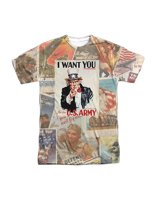 U. S. Army Vintage Collage Short Sleeve Poly Crew T-shirt - Stylish And Easy