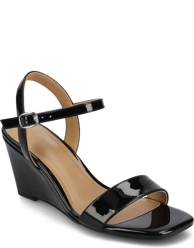 Clayr Wedge Sandals With Adjustable Ankle Strap And Buckle Closure