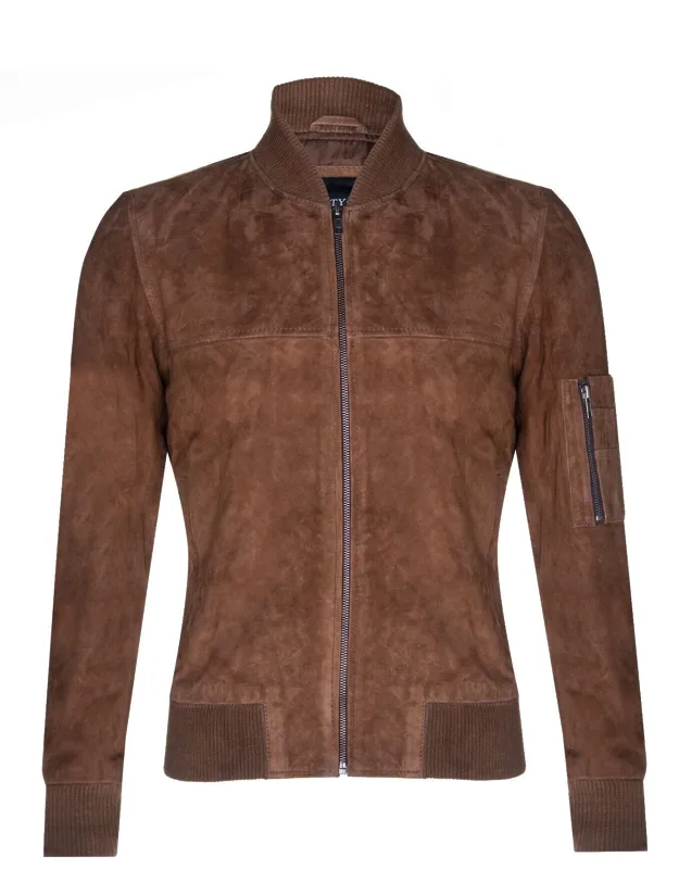 Suede Leather Ma-1 Varsity Bomber Jacket