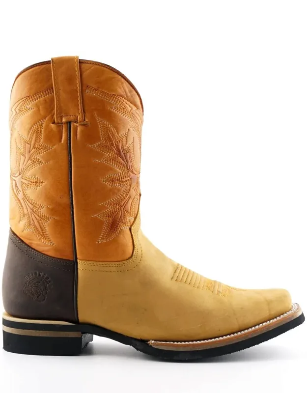 Tan Mid-calf Cowboy Leather Boots