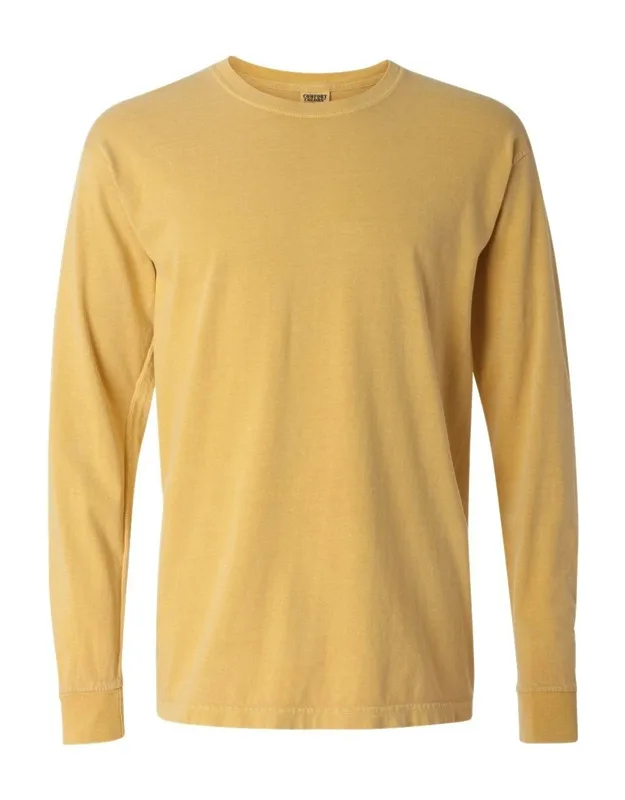 Garment-dyed Heavyweight Long Sleeve T-shirt With Relaxed Fit And Rib Cuffs