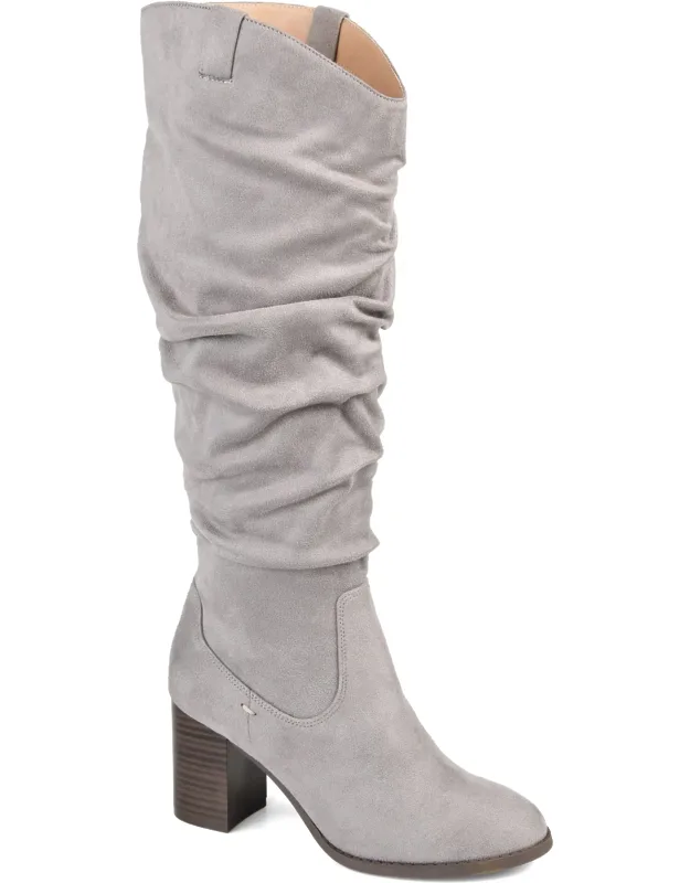 Journee Collection Aneil Stacked Heel Faux Suede Boots