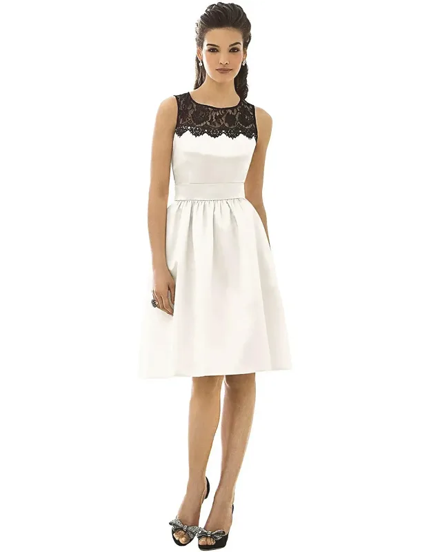 Lace Neck Midi Satin Sleeveless Dress