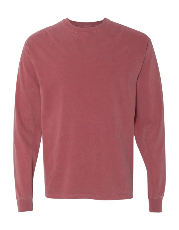 Garment-dyed Heavyweight Long Sleeve T-shirt With Relaxed Fit And Rib Cuffs