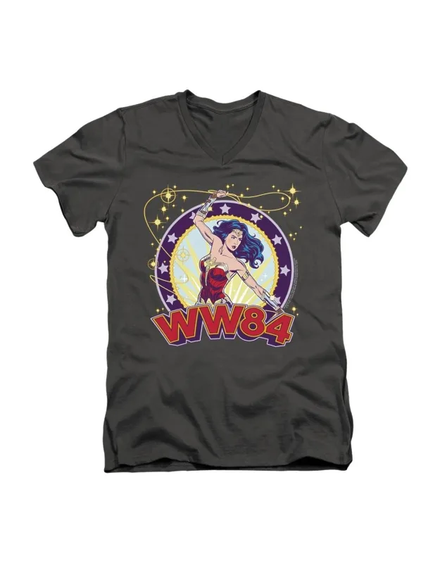 Wonder Woman 84 Lasso Star Short Sleeve V Neck Premium Cotton T-shirt