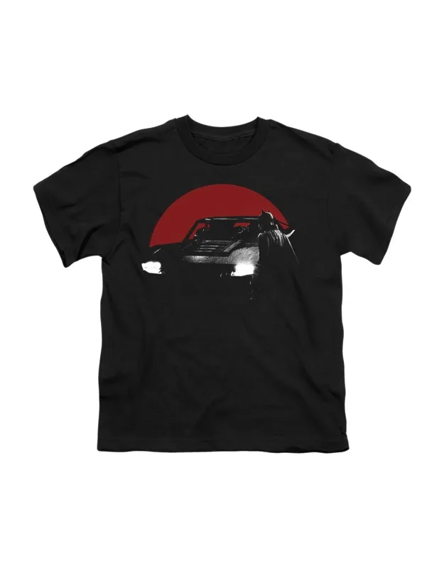 The Batman Red Moon And Batmobile Short Sleeve Tee - Stylish For Everyday Wear, 100% Cotton