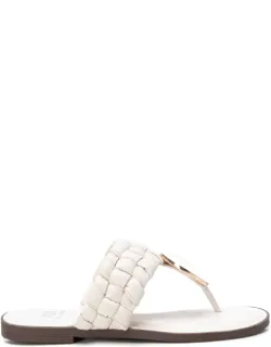 _flat Sandals With Braided Upper Design And Durable Non-slip Rubber Sole_