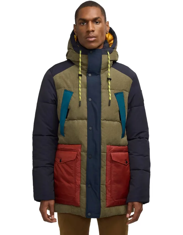 Arza Mixed Media Quilted Parka With Adjustable Hood