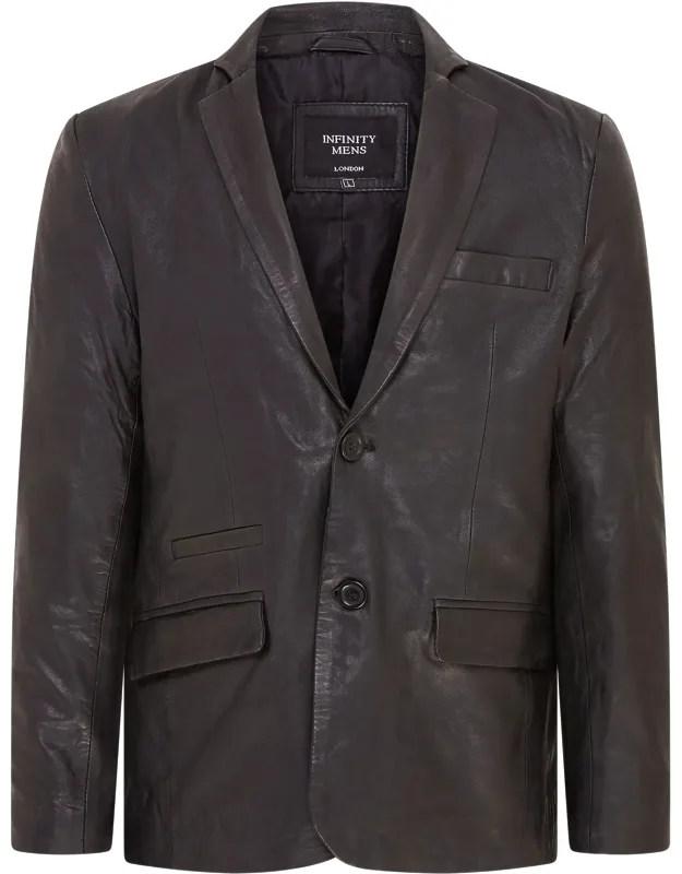 Slim Leather Italian Blazer