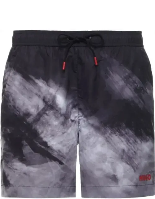 Hugo Boss Dune Swim Trunks With Drawstring Waist And Camo Print