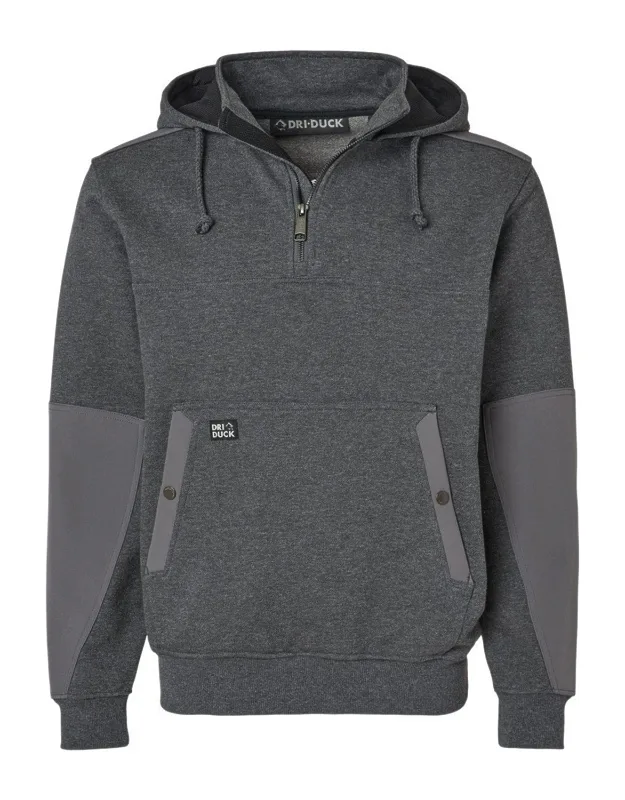 Dri Duck Mission Quarter-zip Hooded Pullover With Dwr Water-repellent Finish And Three-piece Hood