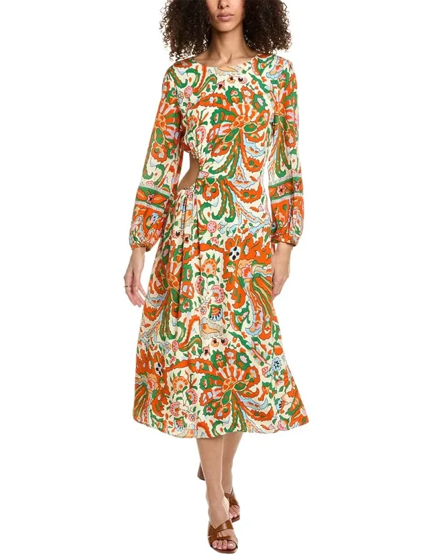 3/4-sleeve Midi Dress