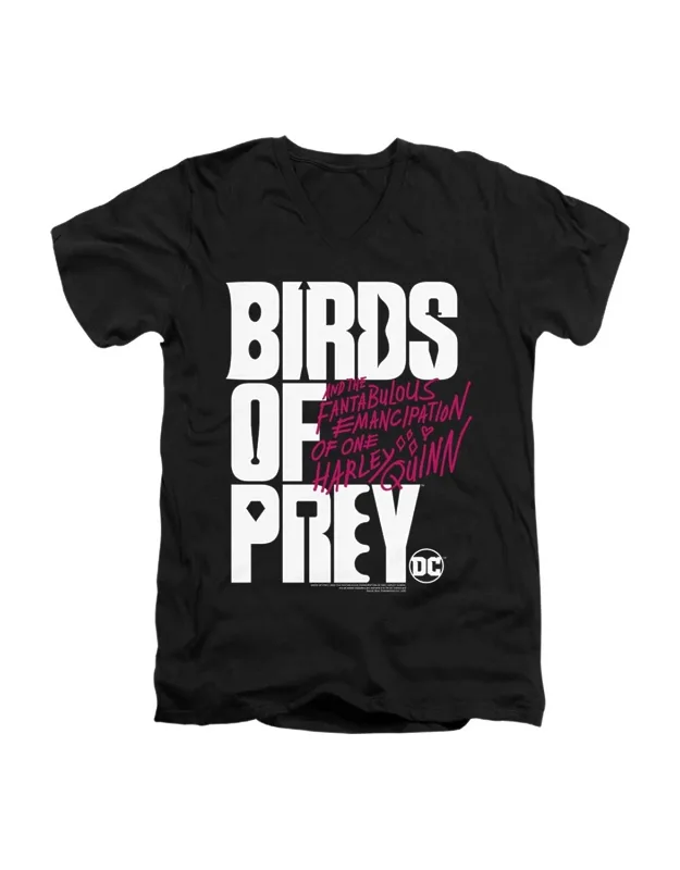 Birds Of Prey Logo Short Sleeve V Neck Premium Cotton T-shirt