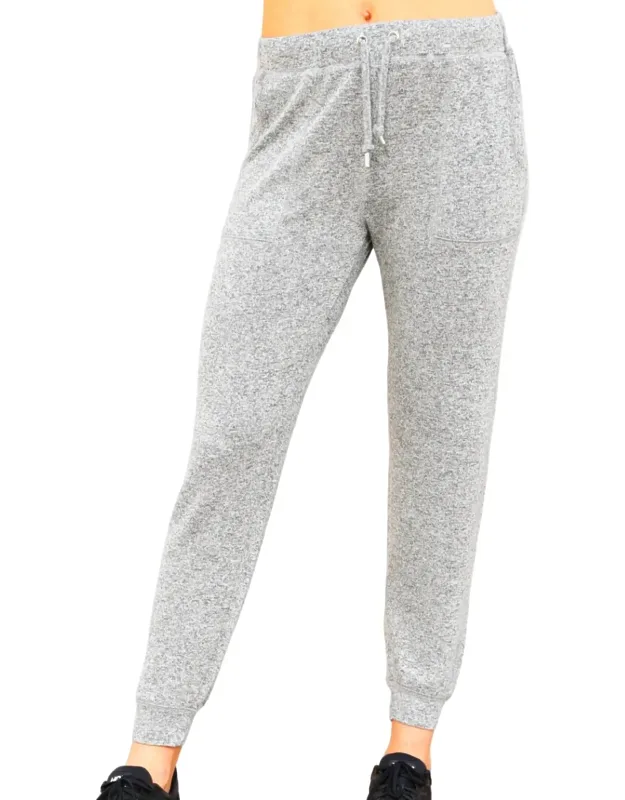 Solid Jogger - Elastic Waistline, Side Pockets