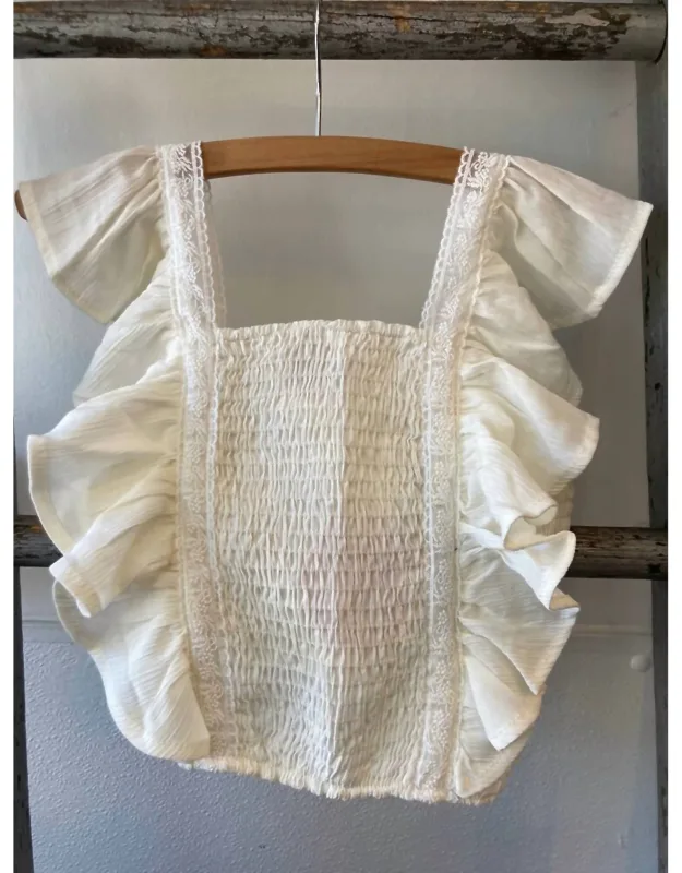 Square Neck Flutter Sleeve Top