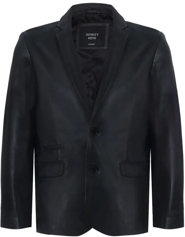 Slim 2 Button Leather Blazer