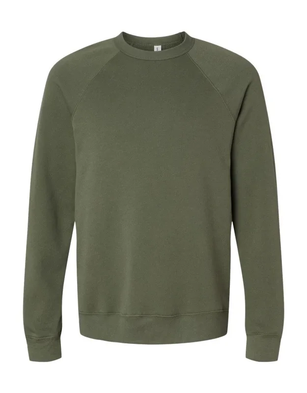 Sponge Fleece Raglan Crewneck Sweatshirt, 6.5 Oz. Fabric, Athletic Heather Blend