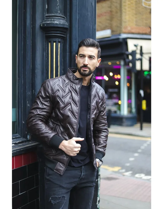 Quilted Leather Bomber Jacket