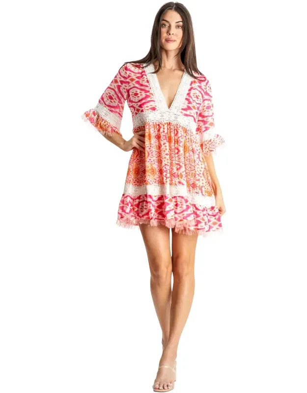 Lace Trim Mini Shift Dress