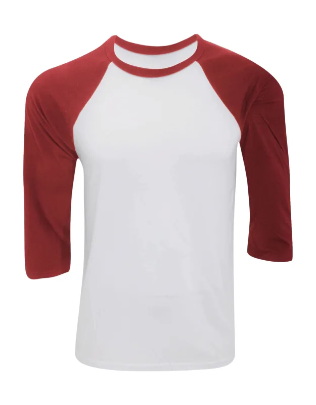 Canvas 3/4 Sleeve Baseball T-shirt With Crew Neck