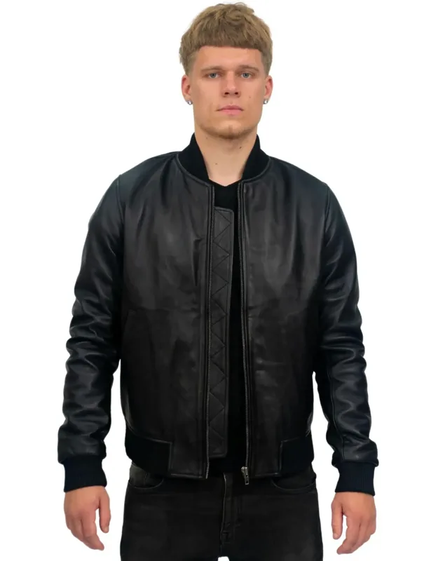 Retro Varsity Leather Bomber Jacket