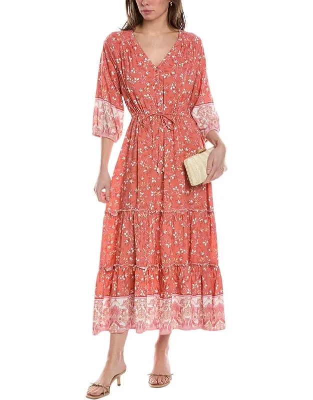 Carrie Maxi Dress With V-neck And Drawstring Waist
