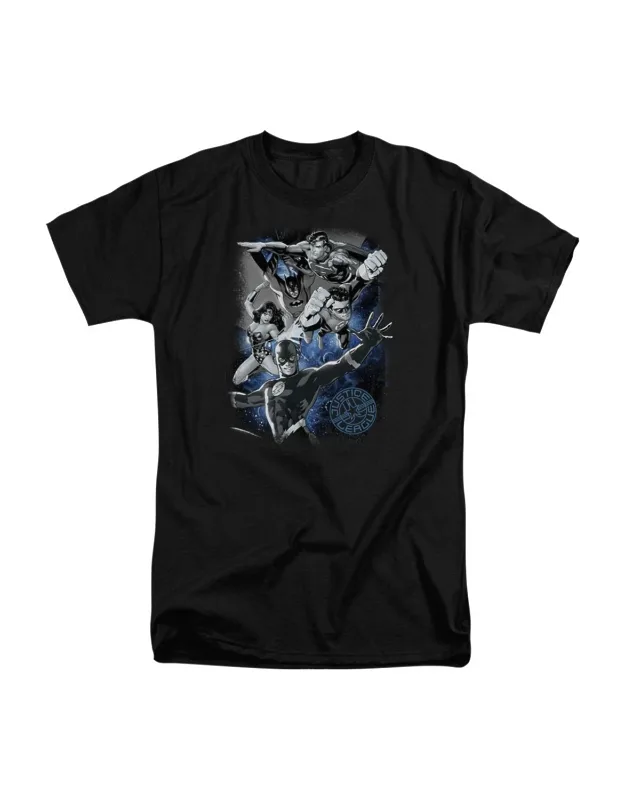 Justice League Of America Galactic Attack Nebula Short Sleeve Tee 100% Cotton