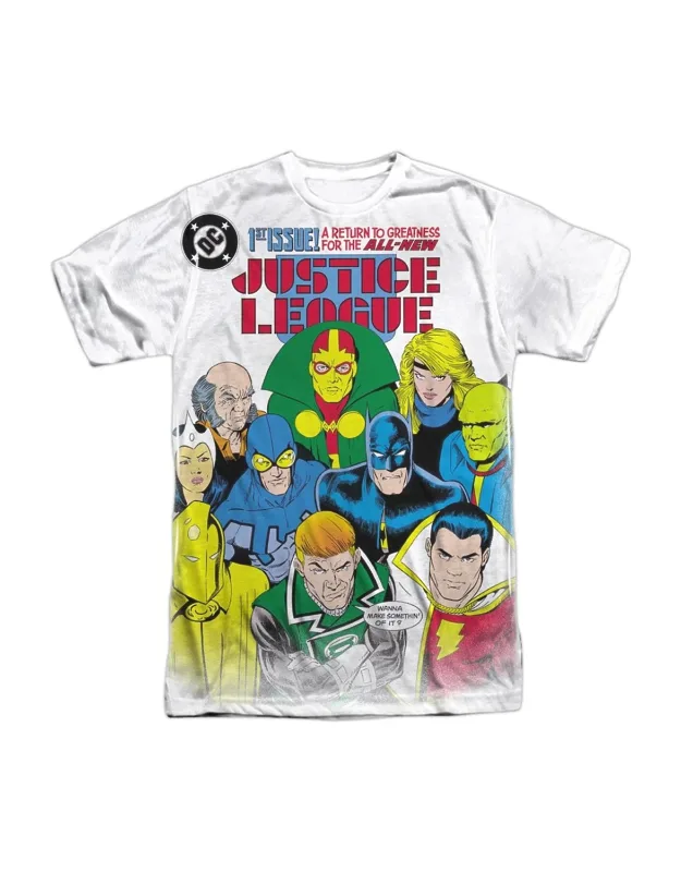 Justice League Of America Return To Greatness Short Sleeve Poly Crew Tee - Stylish For Everyday Wear, 100% Officially Licensed
